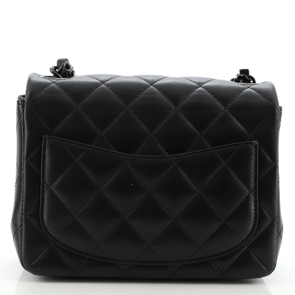 So Black Square Classic Single Flap Bag Quilted Lambskin Mini