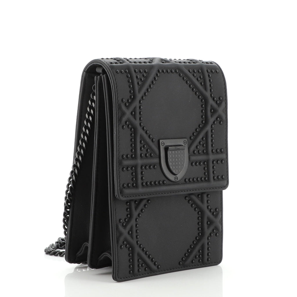 Ultra Matte Diorama Vertical Clutch on Chain Studded Leather