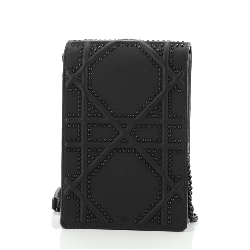 Ultra Matte Diorama Vertical Clutch on Chain Studded Leather