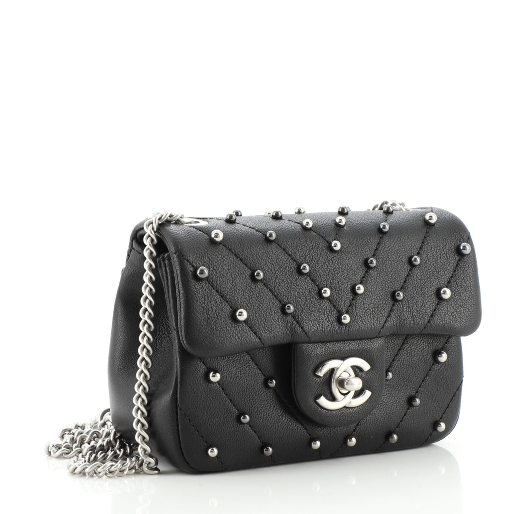 Stud Wars Flap Bag Embellished Chevron Lambskin Mini