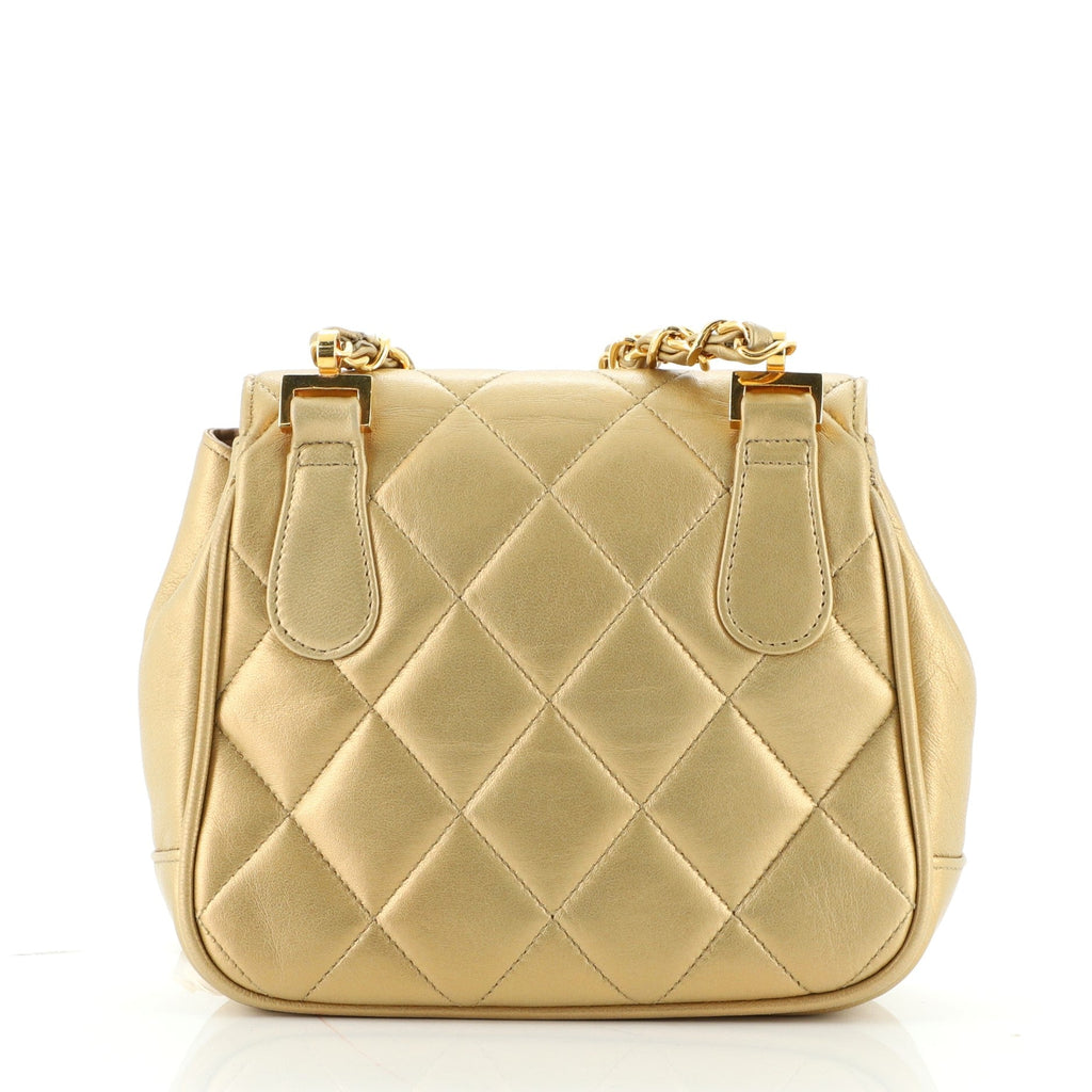 Vintage Round Flap Bag Quilted Leather Mini