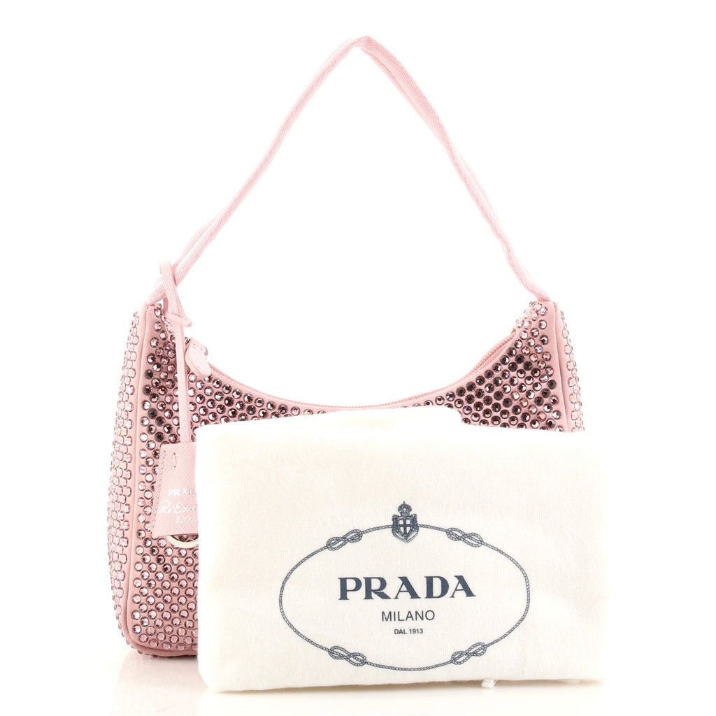 Re-Edition 2000 Hobo Crystal Embellished Satin Mini