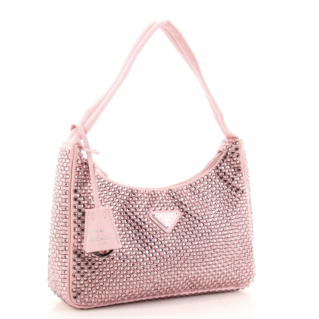 Re-Edition 2000 Hobo Crystal Embellished Satin Mini