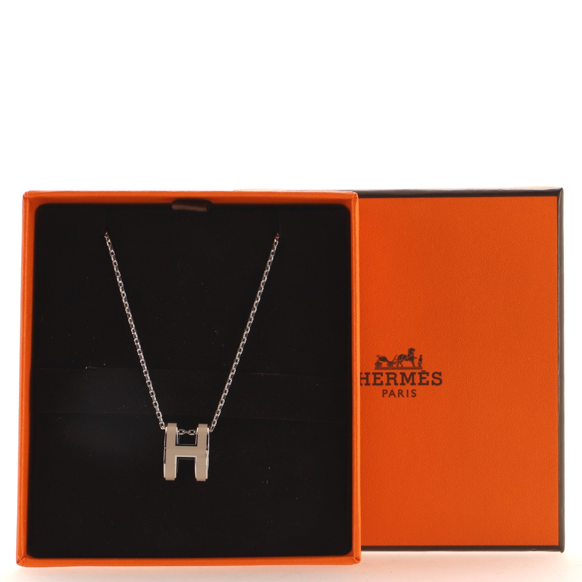 Pop H Pendant Chain Necklace Metal and Enamel