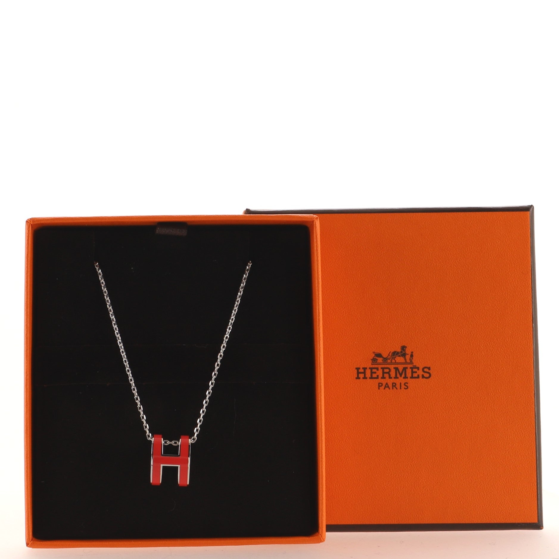 Pop H Pendant Chain Necklace Metal and Enamel