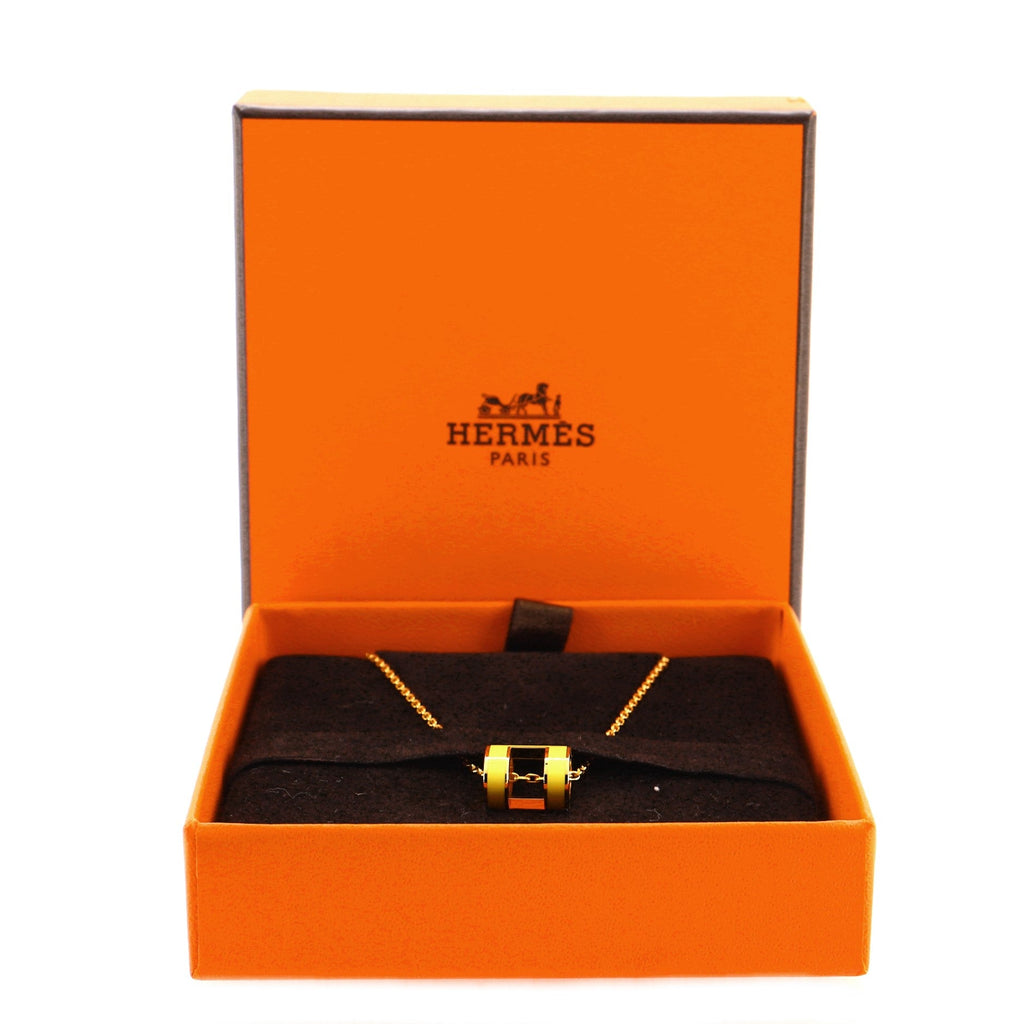 Pop H Pendant Chain Necklace Metal and Enamel