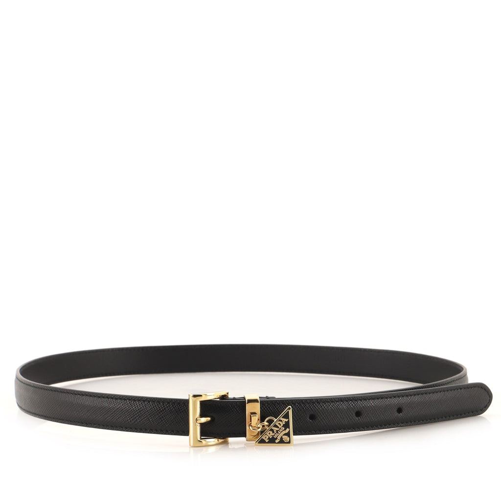 Triangle Charm Belt Saffiano Leather Thin 80