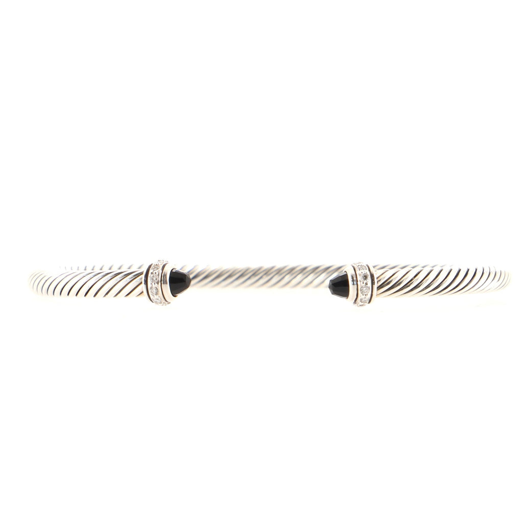 Cable Classic Bracelet Sterling Silver with Onyx and Diamonds 4mm