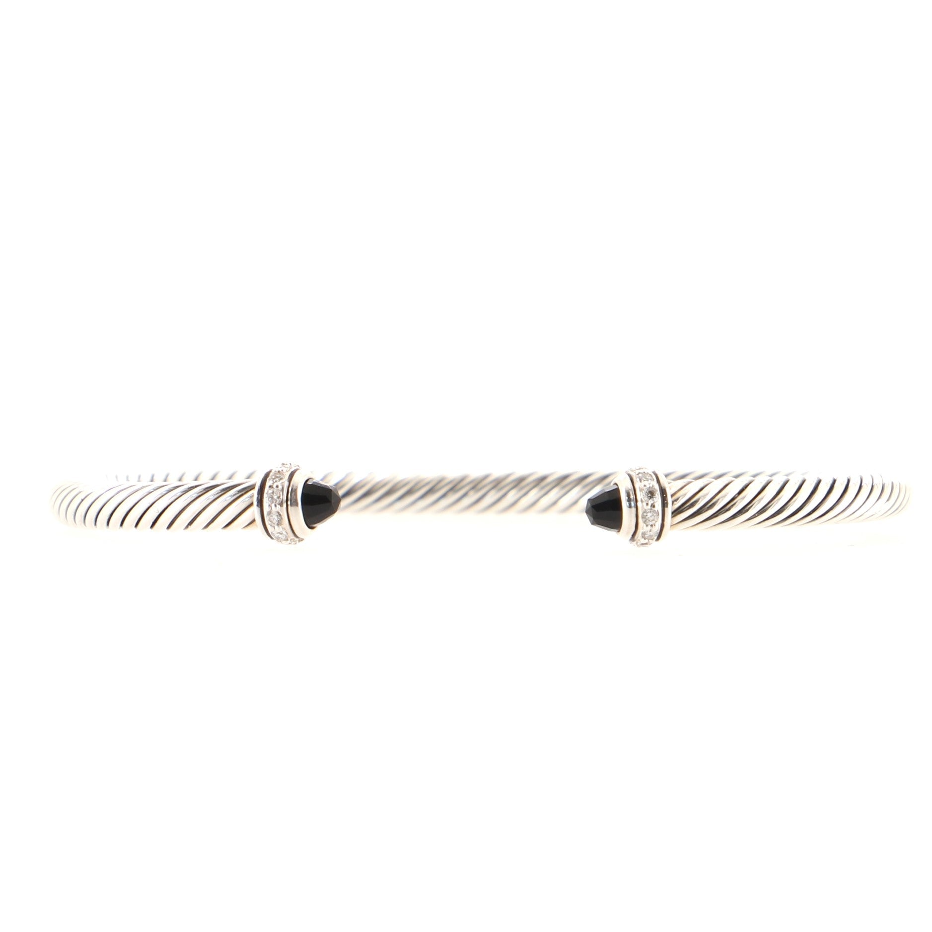 Cable Classic Bracelet Sterling Silver with Onyx and Diamonds 4mm