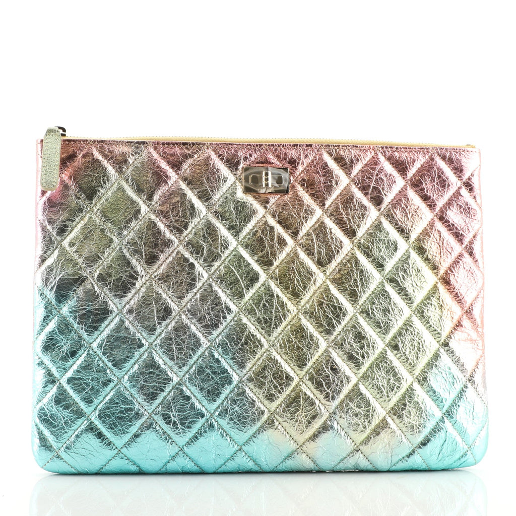 Reissue 2.55 O Case Clutch Quilted Multicolor Metallic Goatskin Medium