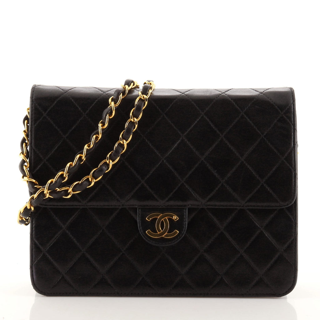Vintage Clutch with Chain Quilted Leather Small