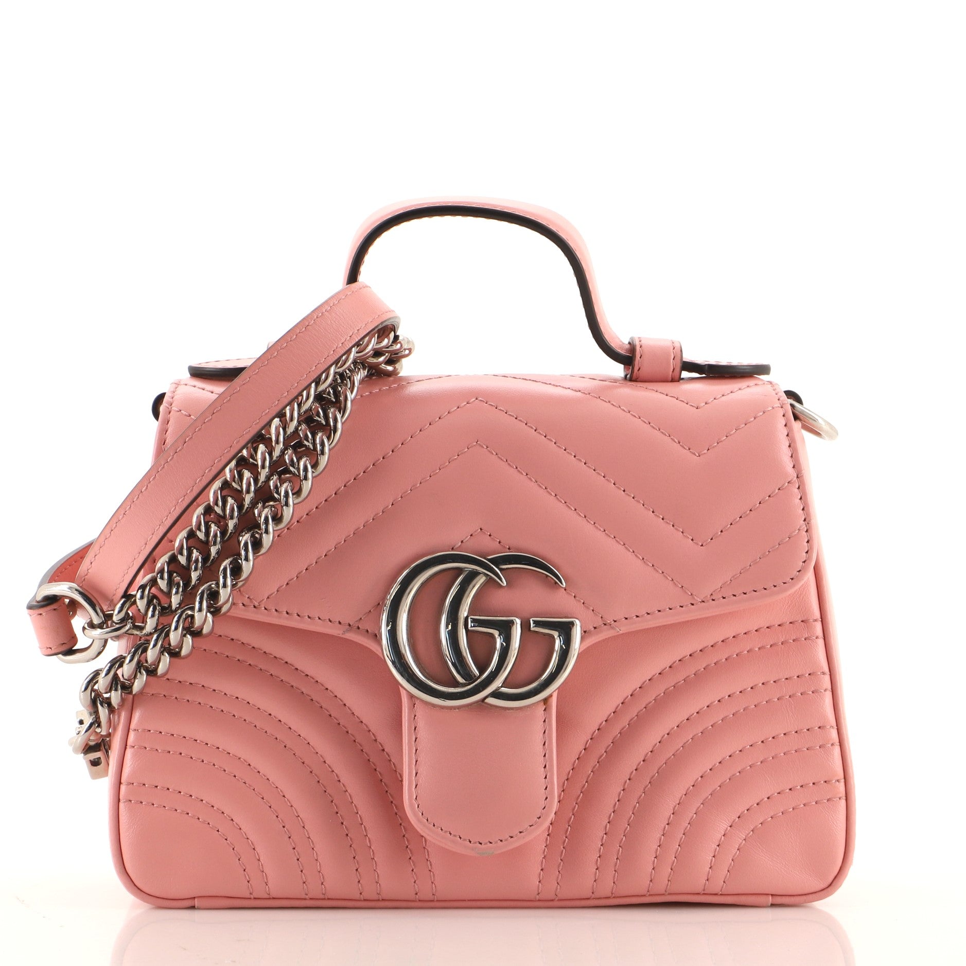 GG Marmont Top Handle Flap Bag Matelasse Leather Mini