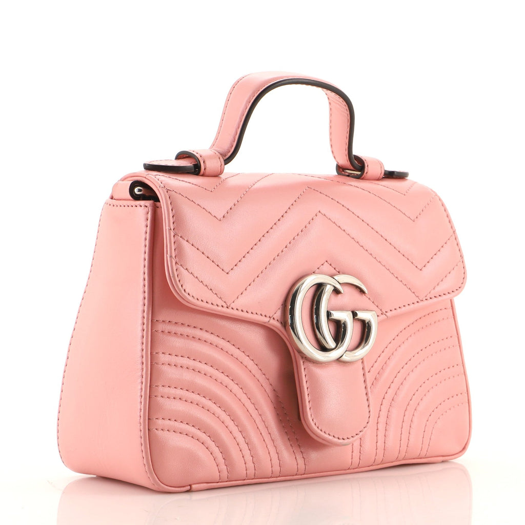 GG Marmont Top Handle Flap Bag Matelasse Leather Mini