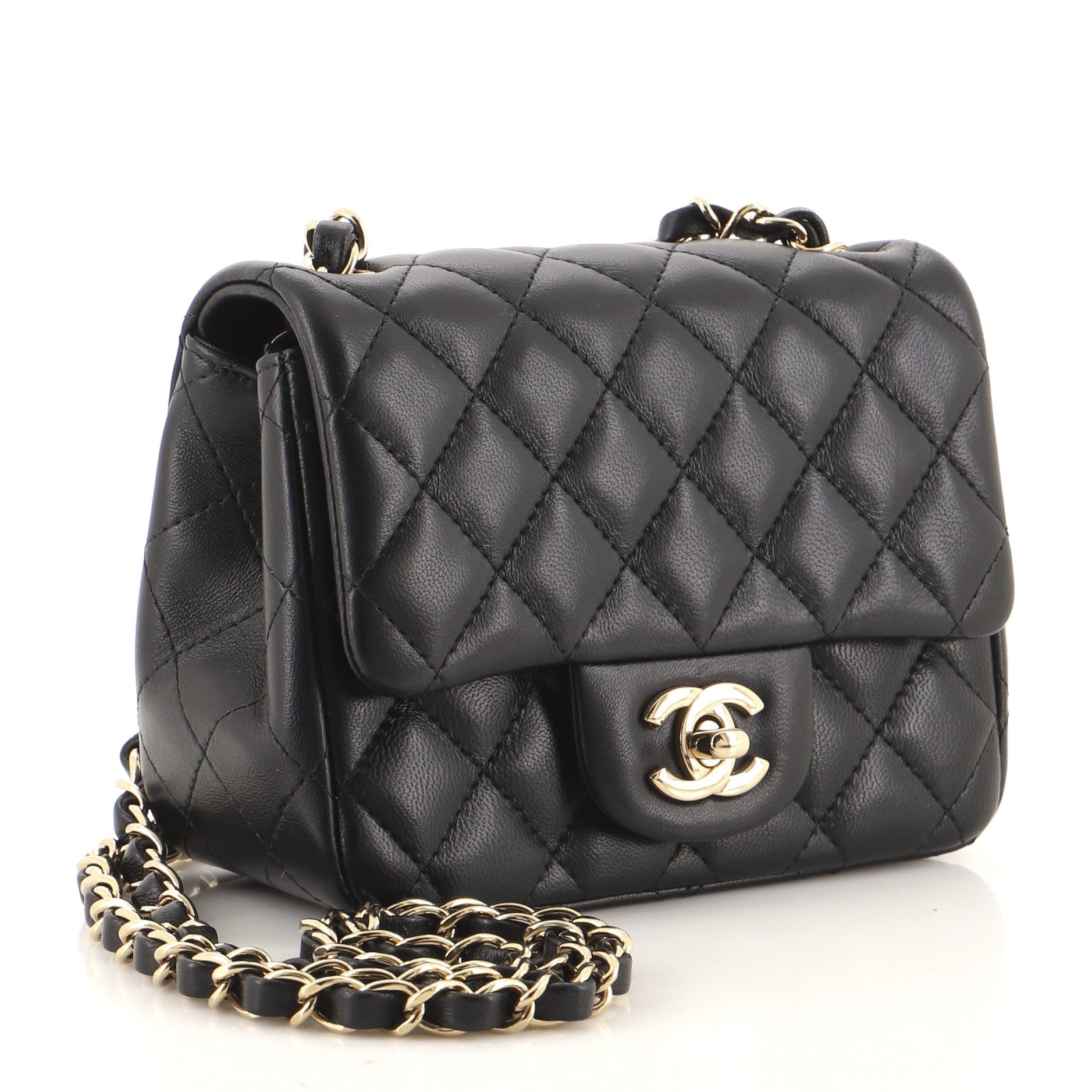 Square Classic Single Flap Bag Quilted Lambskin Mini