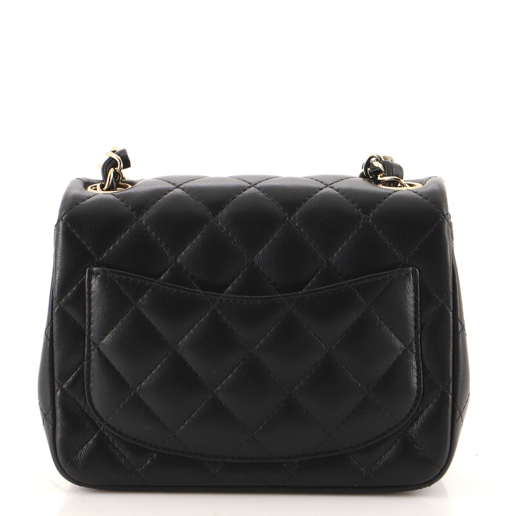 Square Classic Single Flap Bag Quilted Lambskin Mini