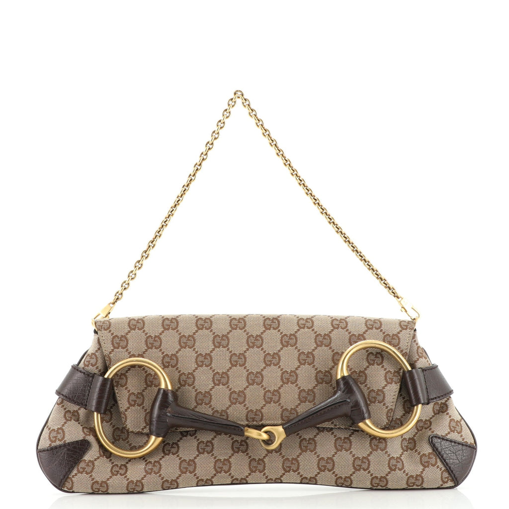 Horsebit Chain Clutch GG Canvas Large