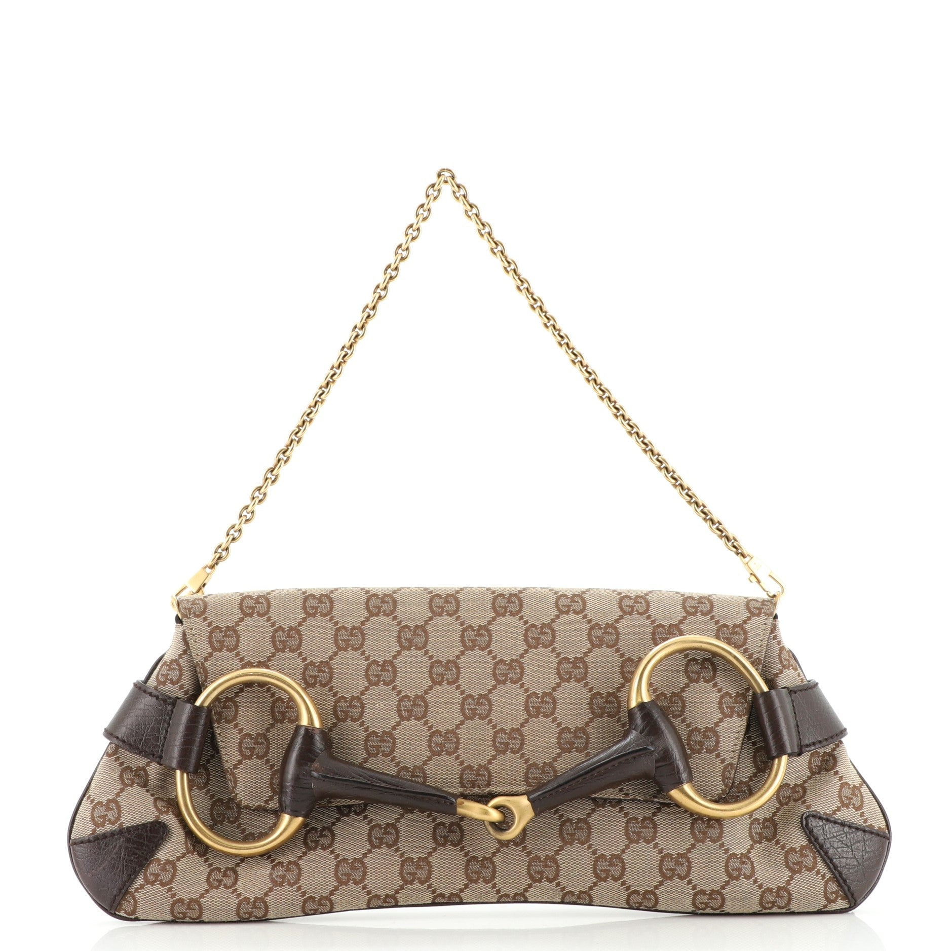 Horsebit Chain Clutch GG Canvas Large