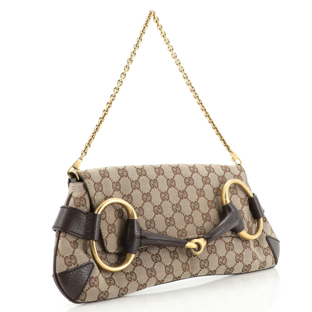 Horsebit Chain Clutch GG Canvas Large