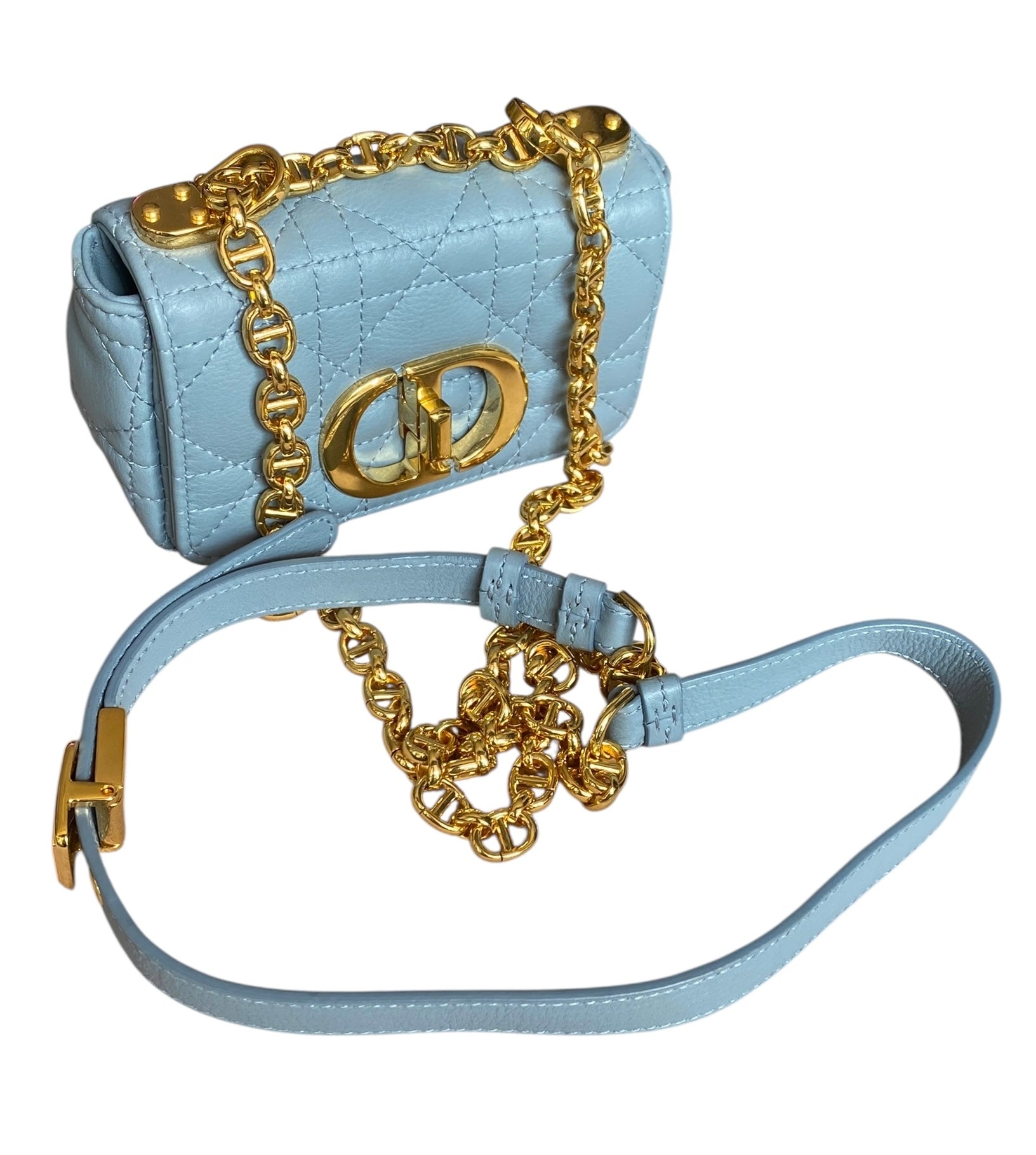 Dior Light Blue Micro Caro Crossbody Bag