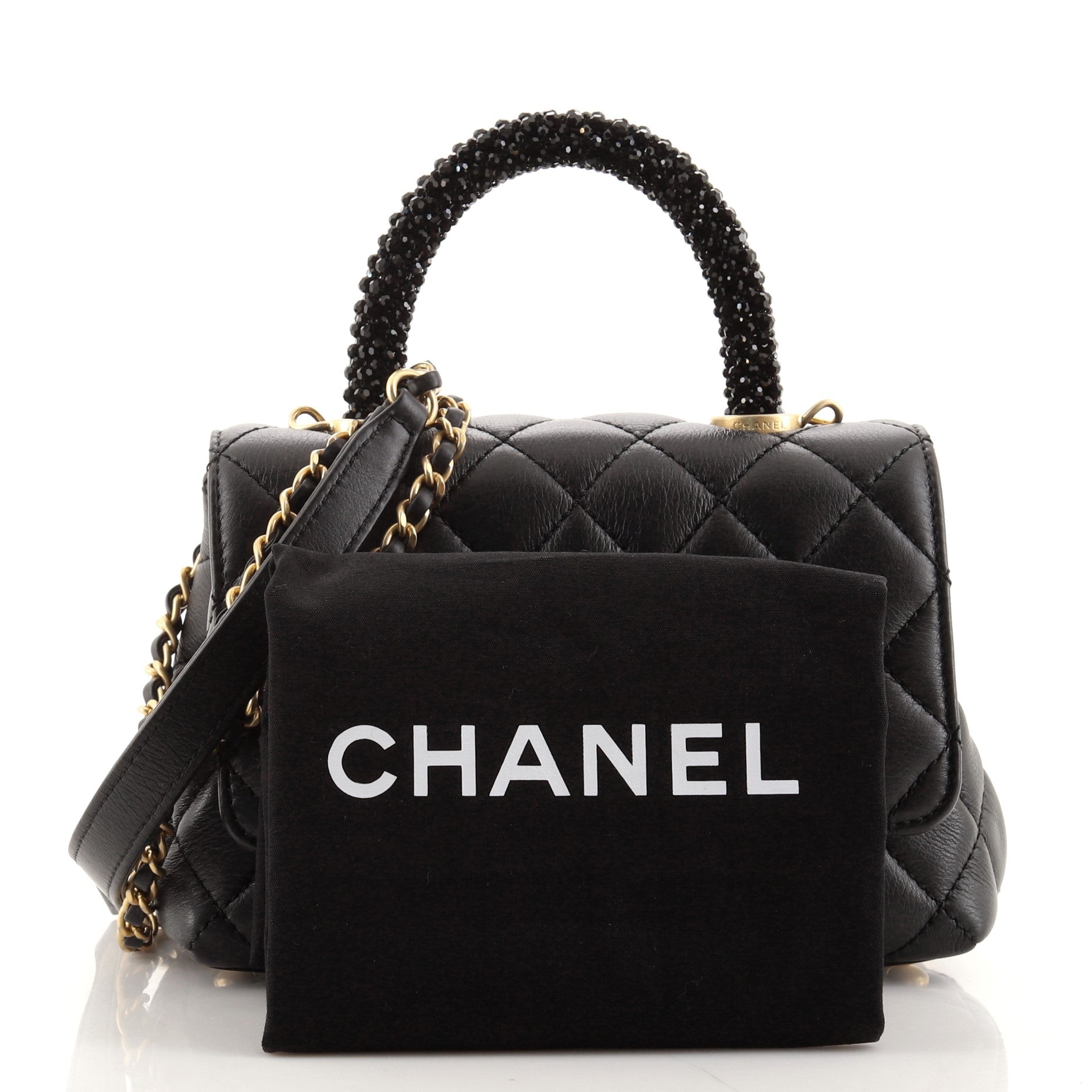 Coco Top Handle Bag Quilted Goatskin with Beaded Handle Extra Mini