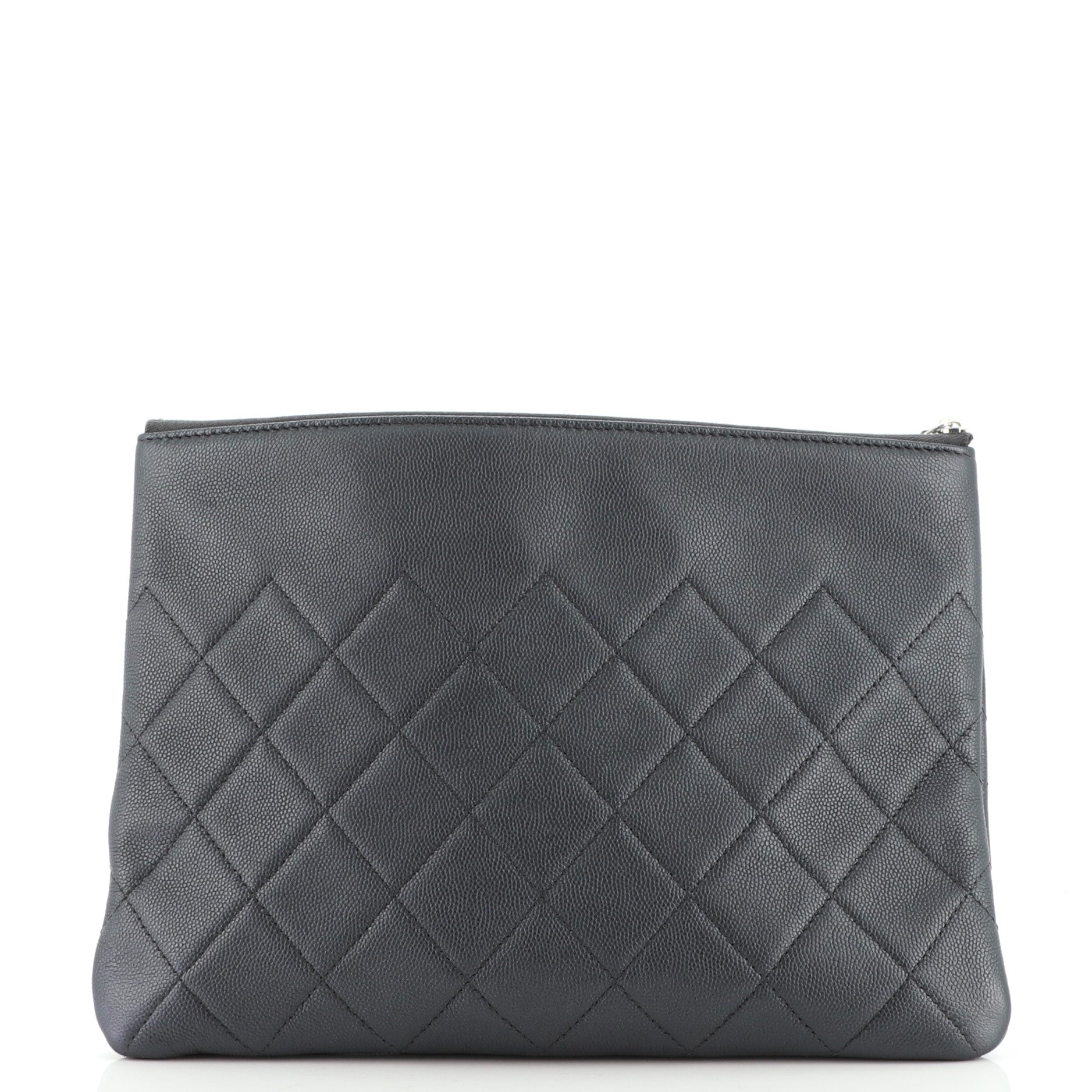 Diamond CC O Case Clutch Quilted Caviar Medium