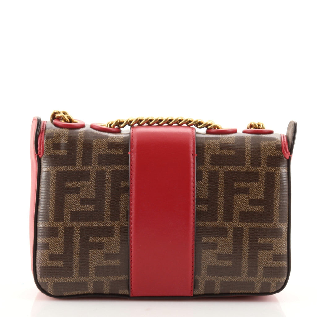FF Logo Stamp Flap Bag Zucca Coated Canvas Mini