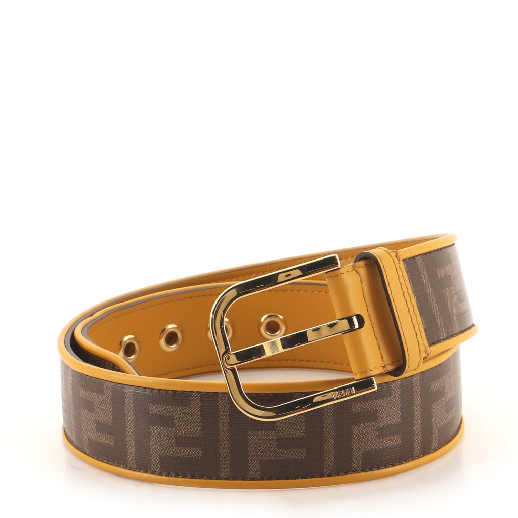 FF Belt Zucca Coated Canvas and Leather Wide 85