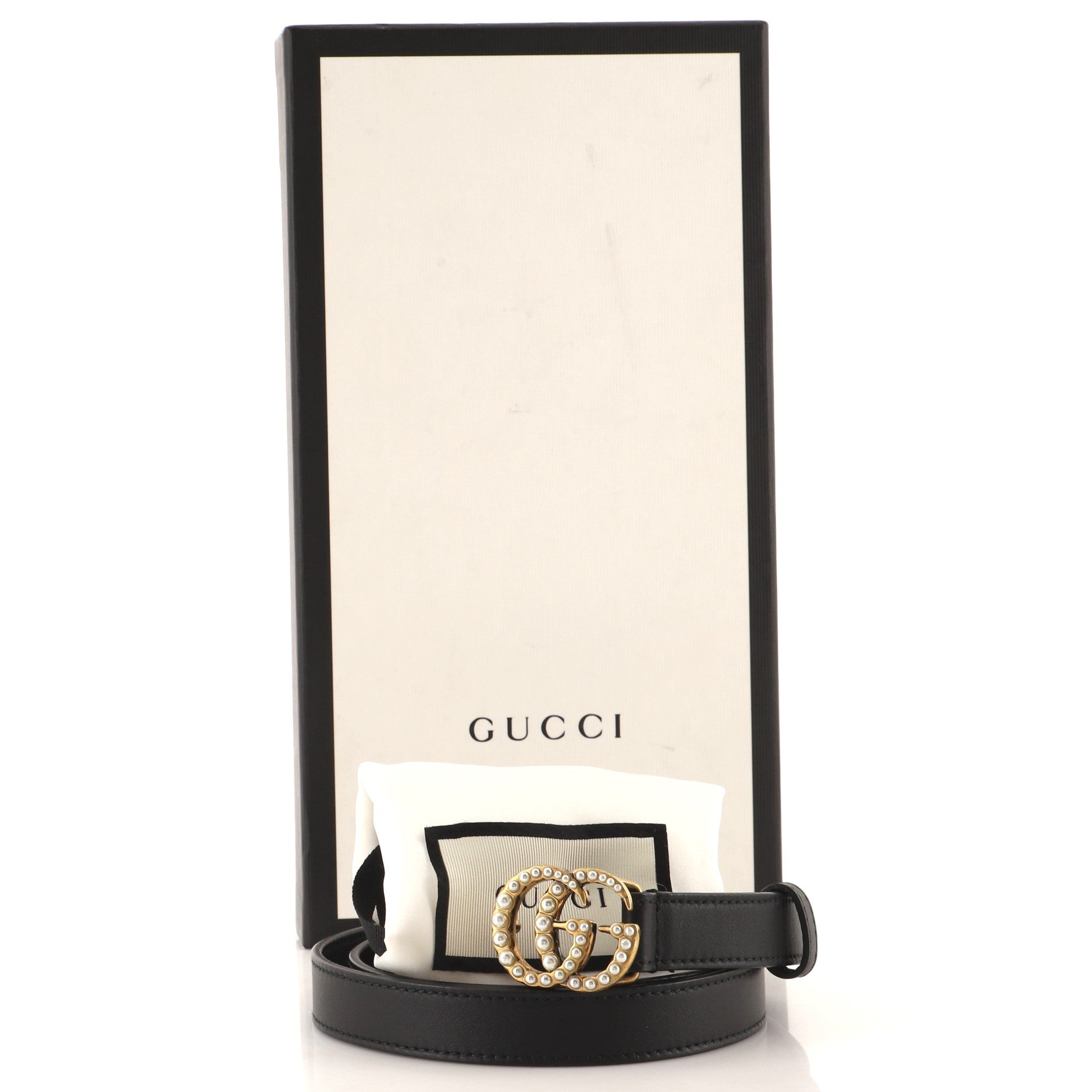 Pearly GG Marmont Belt Leather Thin 90