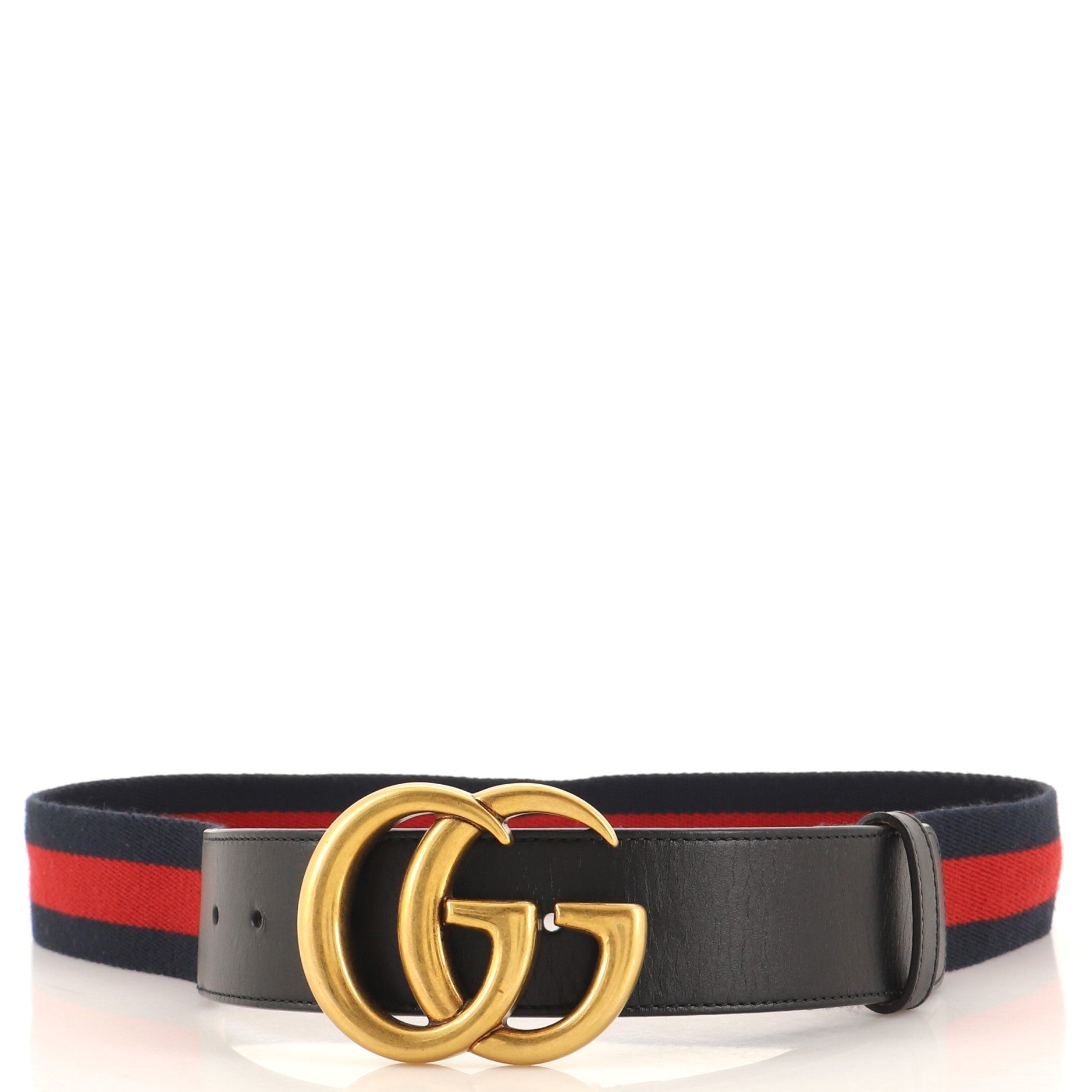 GG Marmont Web Belt Canvas and Leather Wide 85
