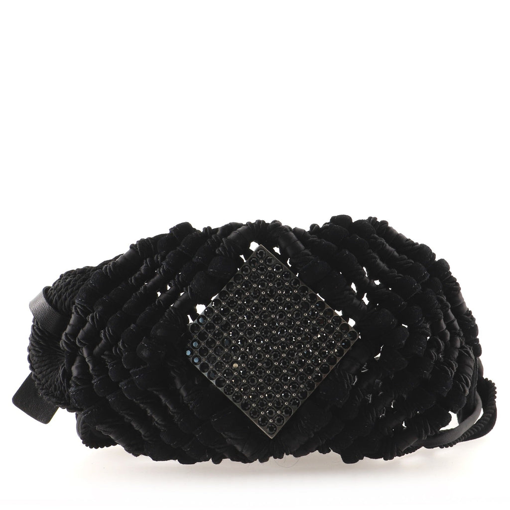 Macrame Belt Strass Embellished Metal with Satin and Suede 95