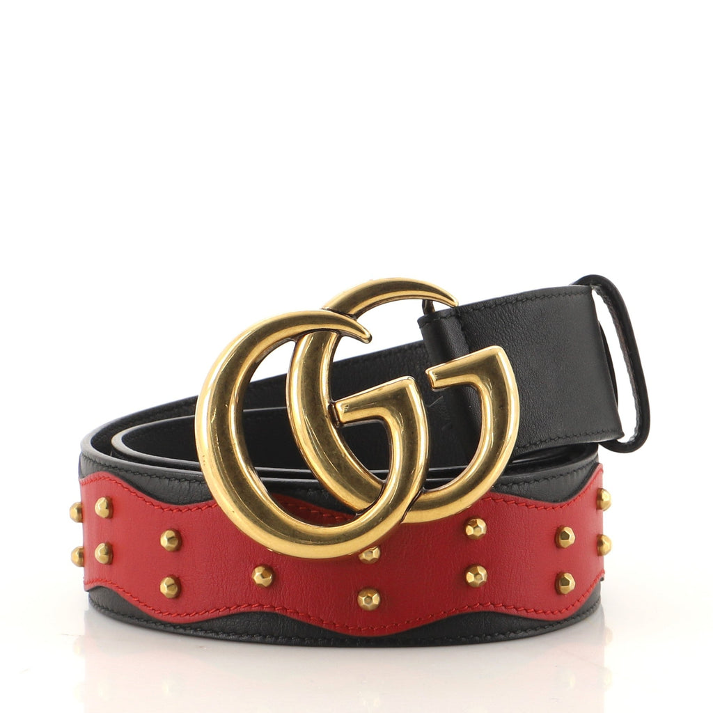 GG Marmont Belt Studded Leather Wide 80