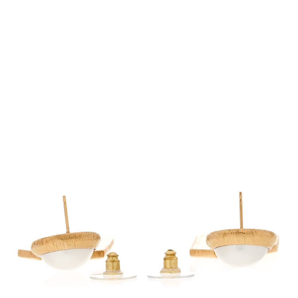 Pearl CC Tags Drop Earrings Gold