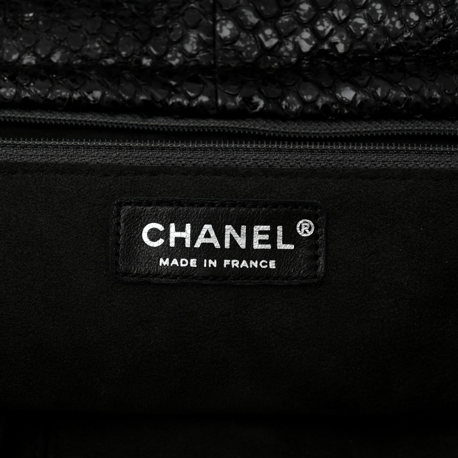 Snakeskin Accordion Tote Black