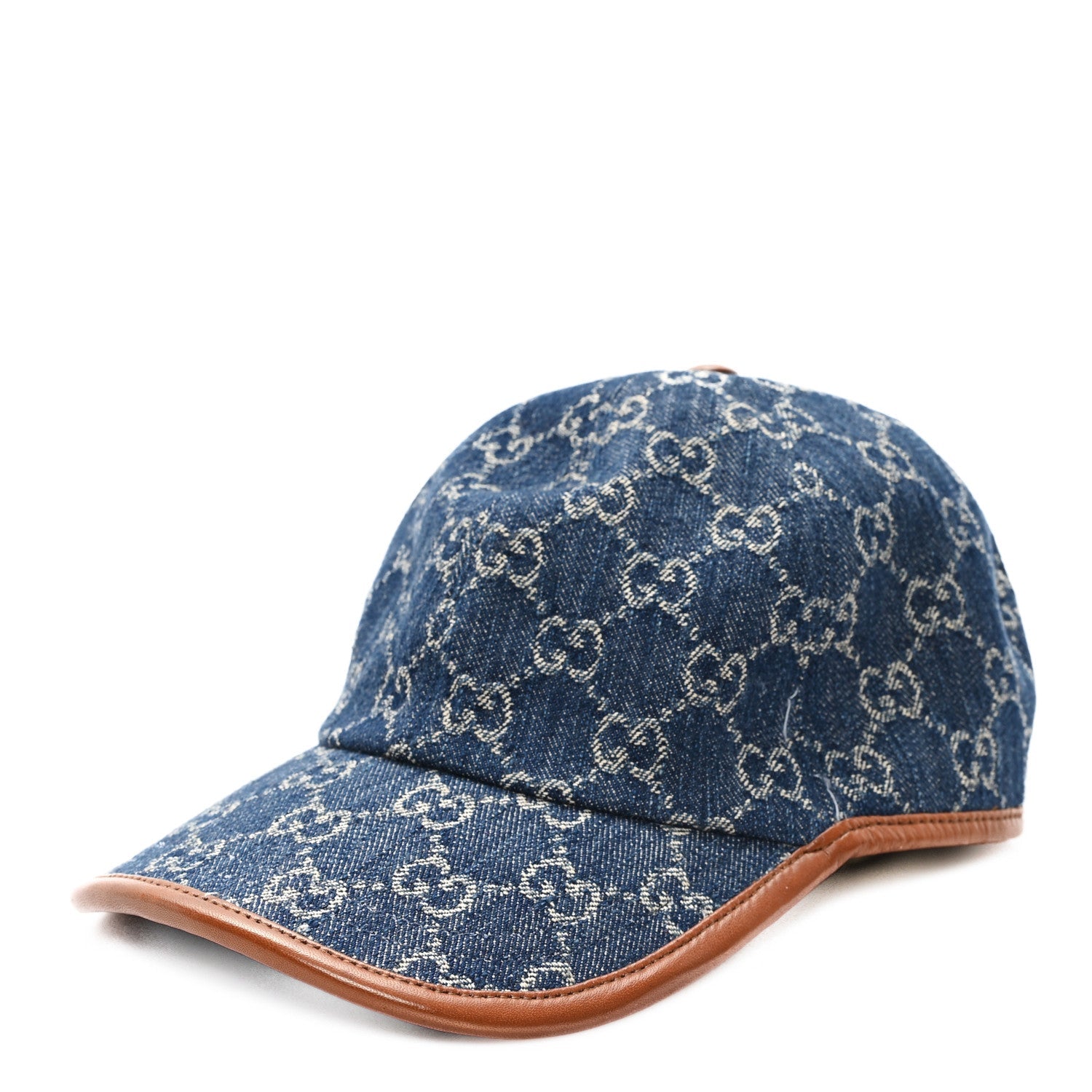 Washed Jacquard Denim Nappa GG Monogram Oscar Baseball Hat M Denim Cuir