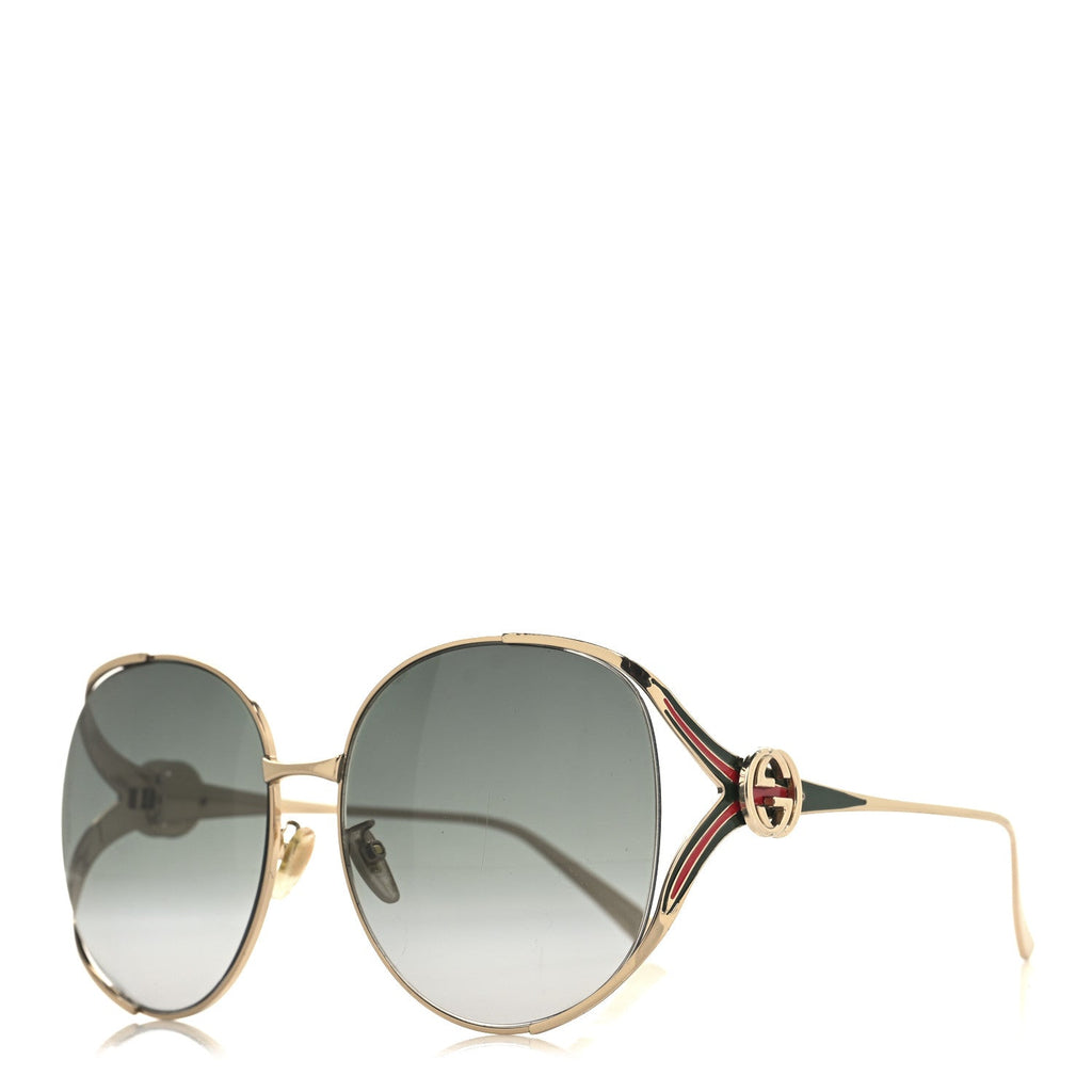 Metal Oversized Round Frame GG0225S Sunglasses Gold