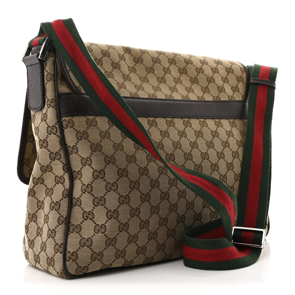Monogram Web Medium Flap Messenger Beige Dark Brown