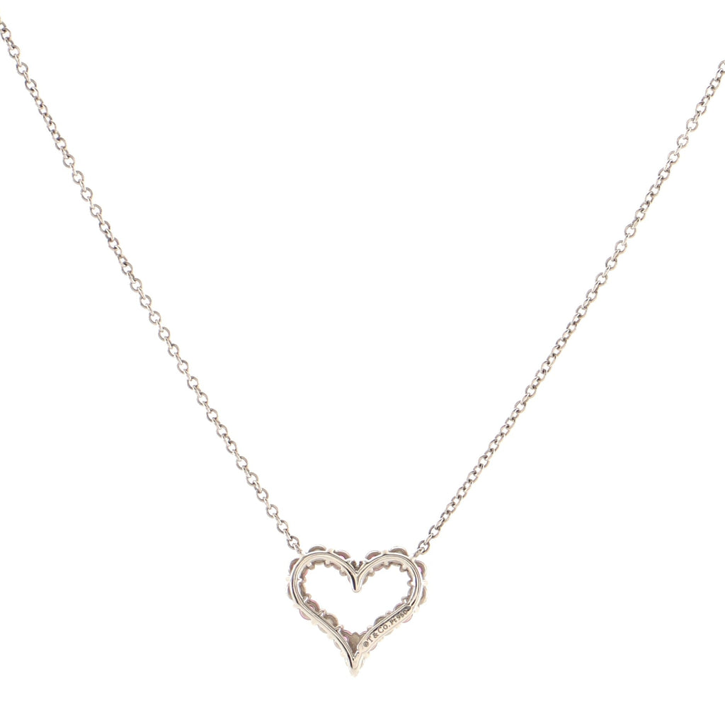 Sentimental Heart Pendant Necklace Platinum with Diamonds and Pink Sapphires Mini