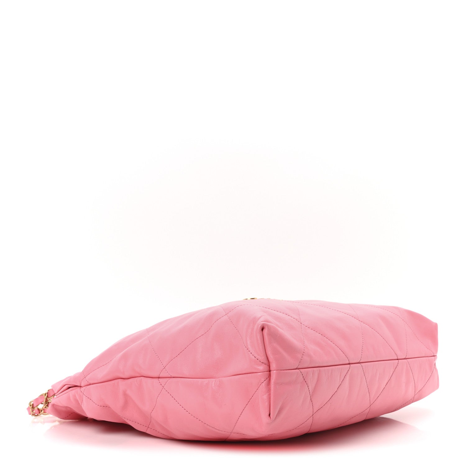 Shiny Calfskin Quilted Chanel 22 Drawstring Bag Coral Pink