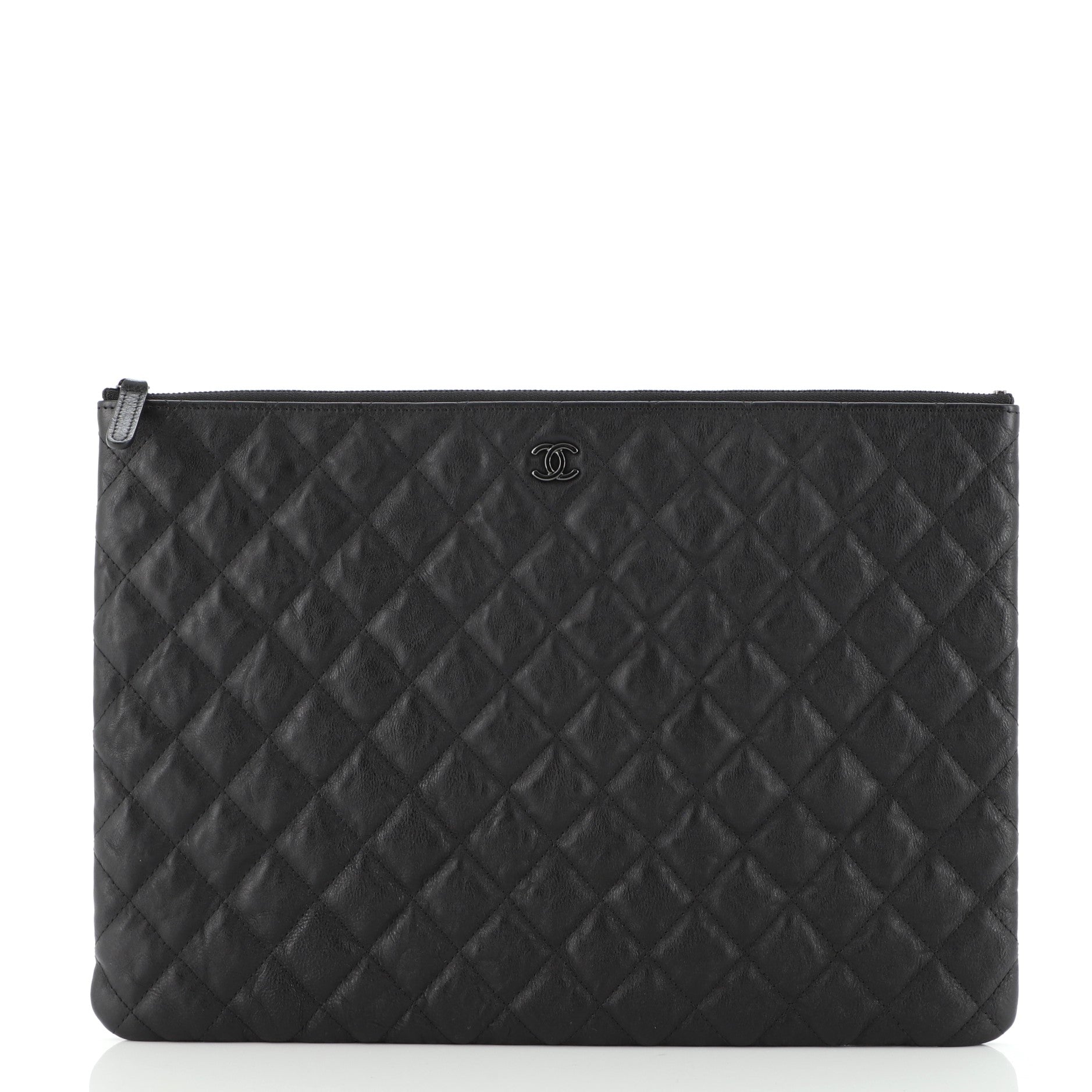 O Case Clutch Quilted Crumpled Calfskin Large