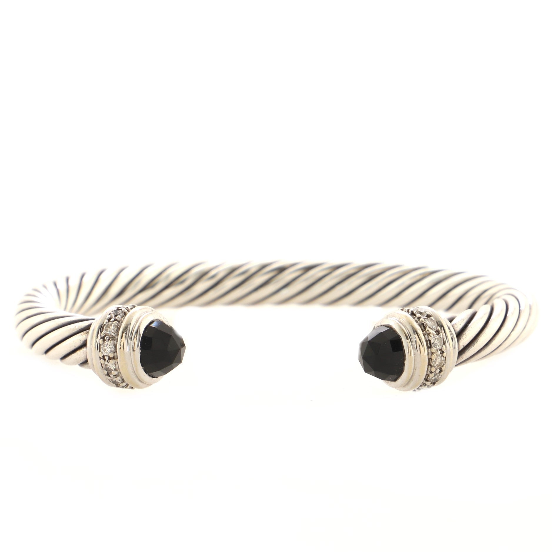 Cable Classic Bracelet Sterling Silver with Onyx and Diamonds 7mm