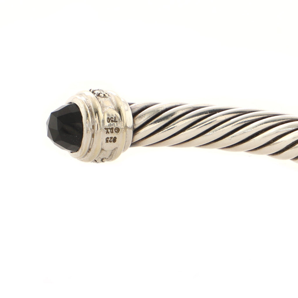 Cable Classic Bracelet Sterling Silver with Onyx and Diamonds 7mm
