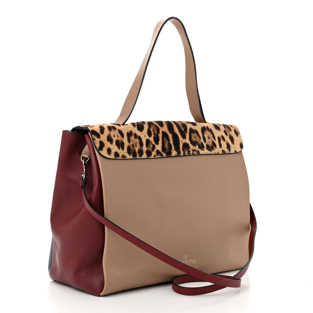 Calfskin Pony Hair Colorblock Mime Single Handle Bag Multicolor
