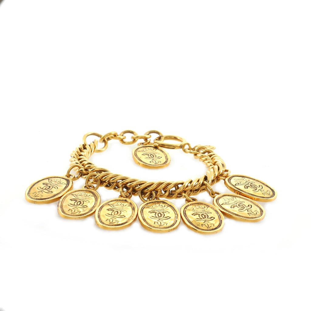 Multi CC Crown Oval Plate Bracelet Metal