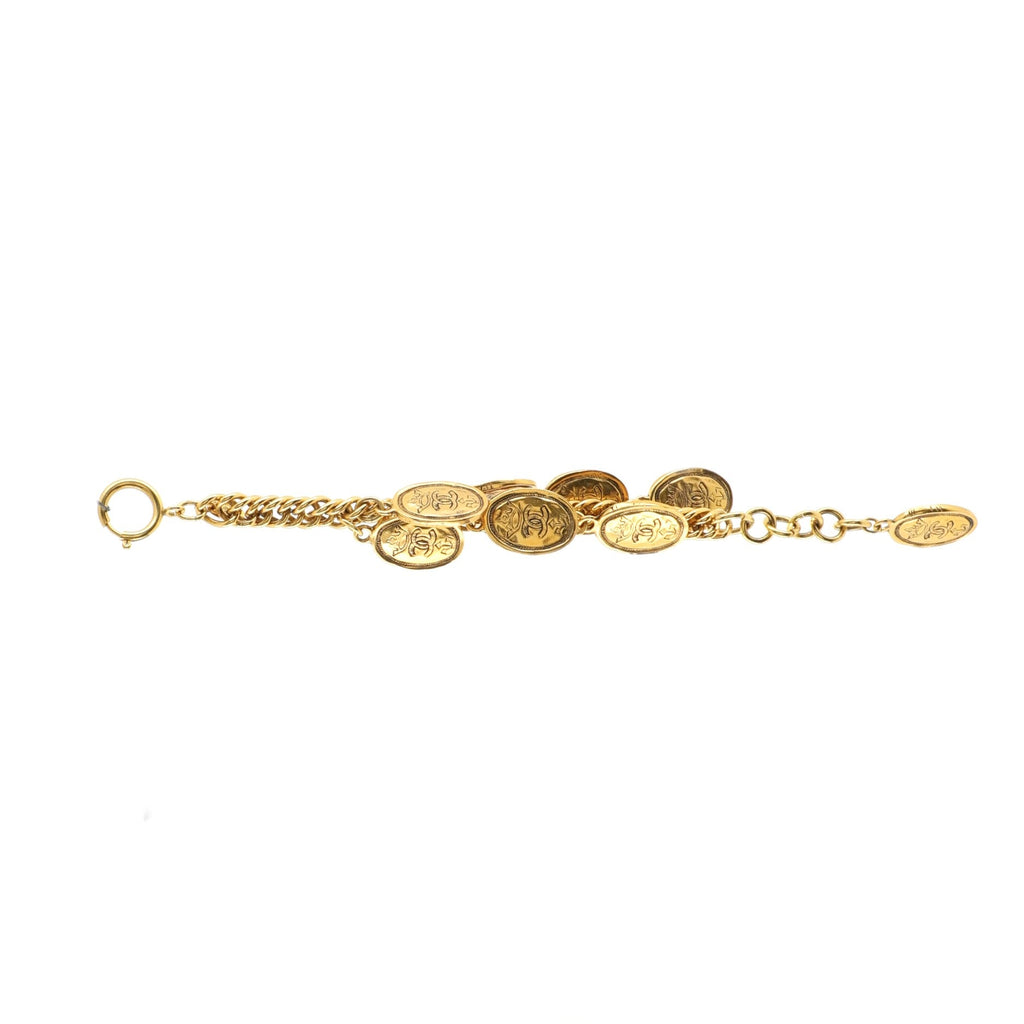 Multi CC Crown Oval Plate Bracelet Metal