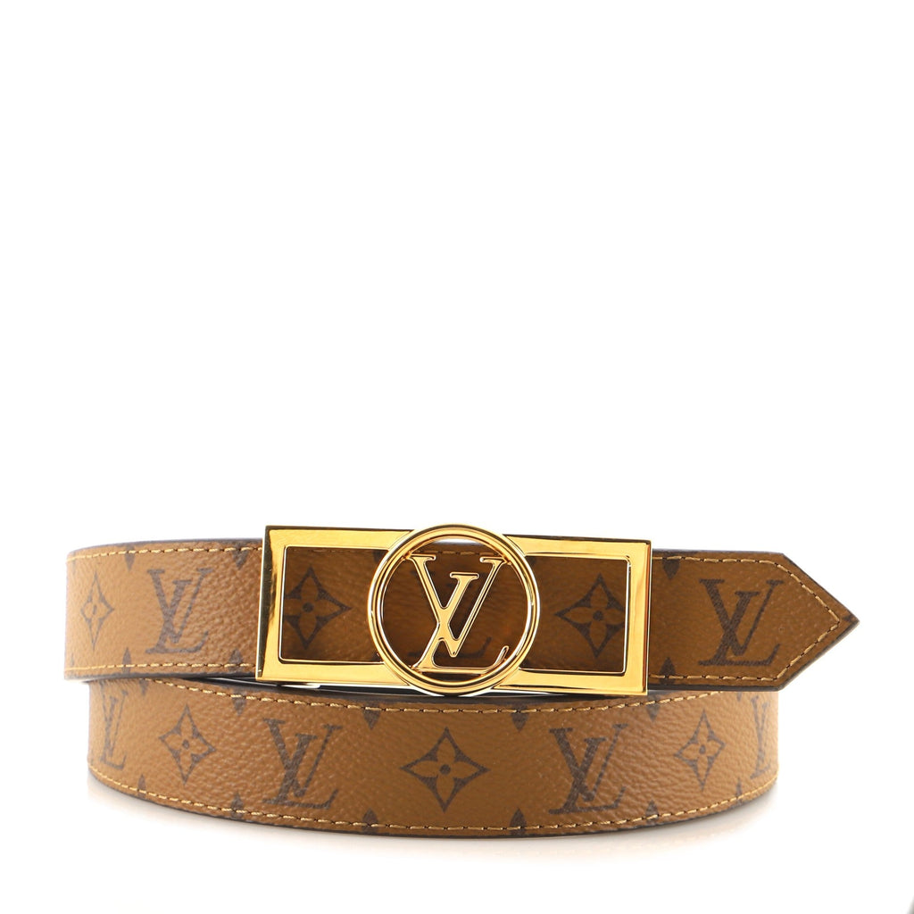 Dauphine Reversible Belt Reverse Monogram Canvas and Leather Thin 70