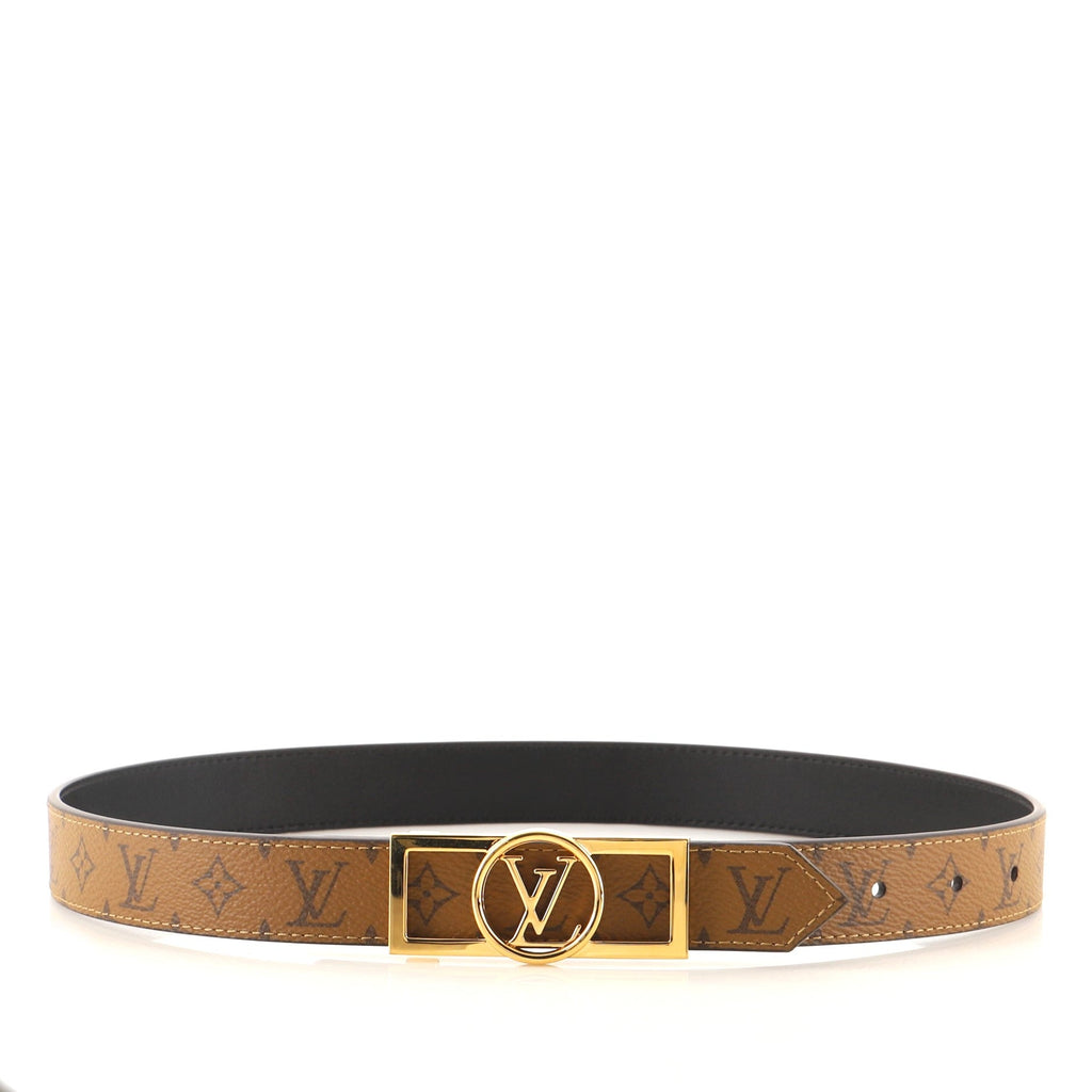 Dauphine Reversible Belt Reverse Monogram Canvas and Leather Thin 70