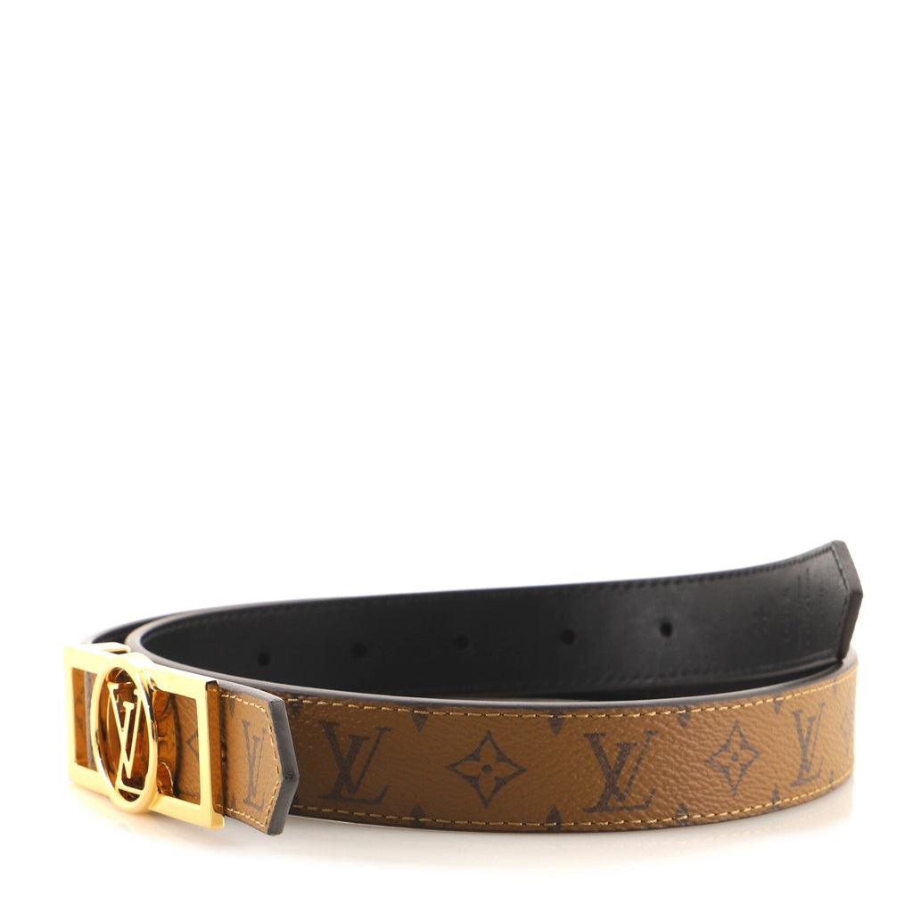 Dauphine Reversible Belt Reverse Monogram Canvas and Leather Thin 70
