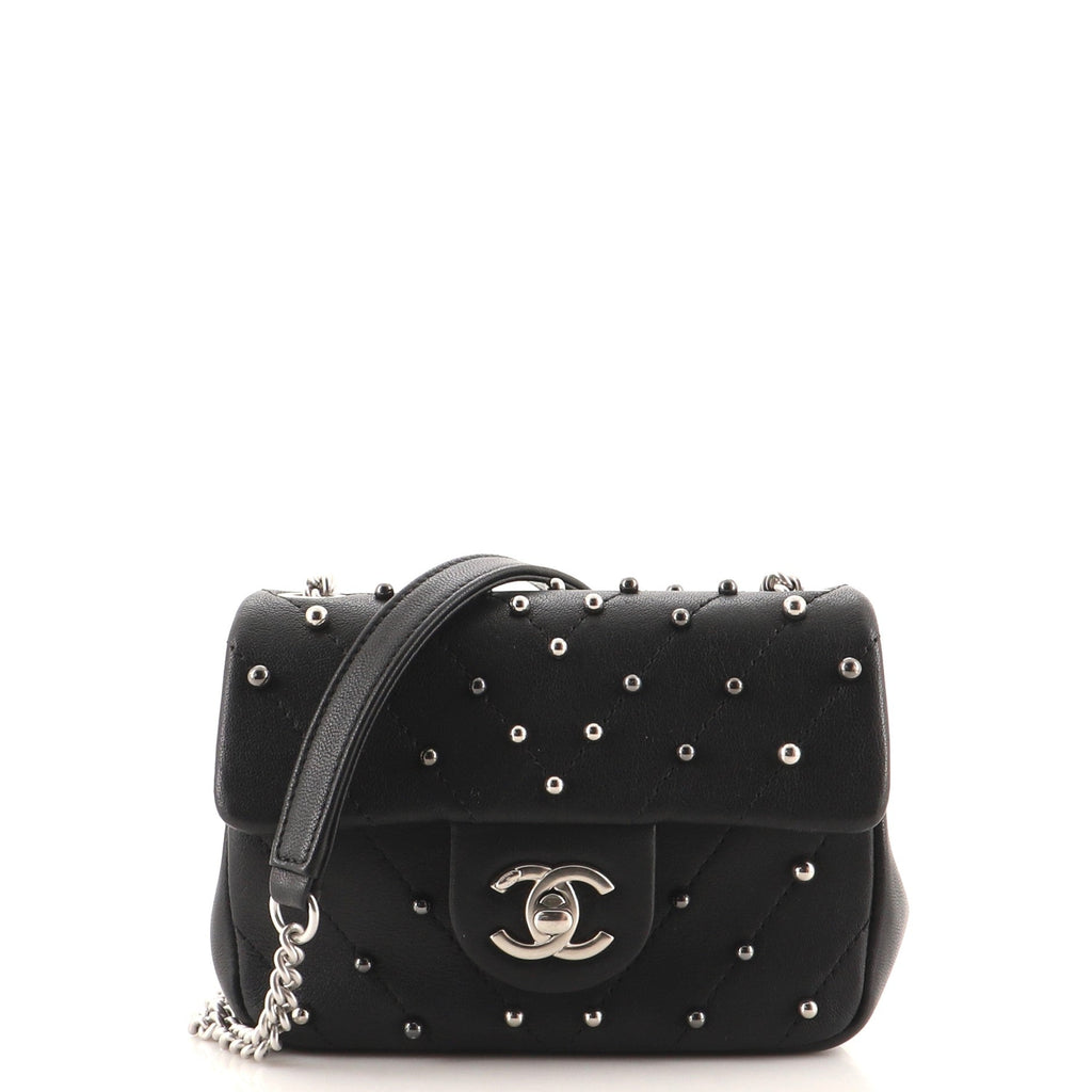 Stud Wars Flap Bag Embellished Chevron Lambskin Mini
