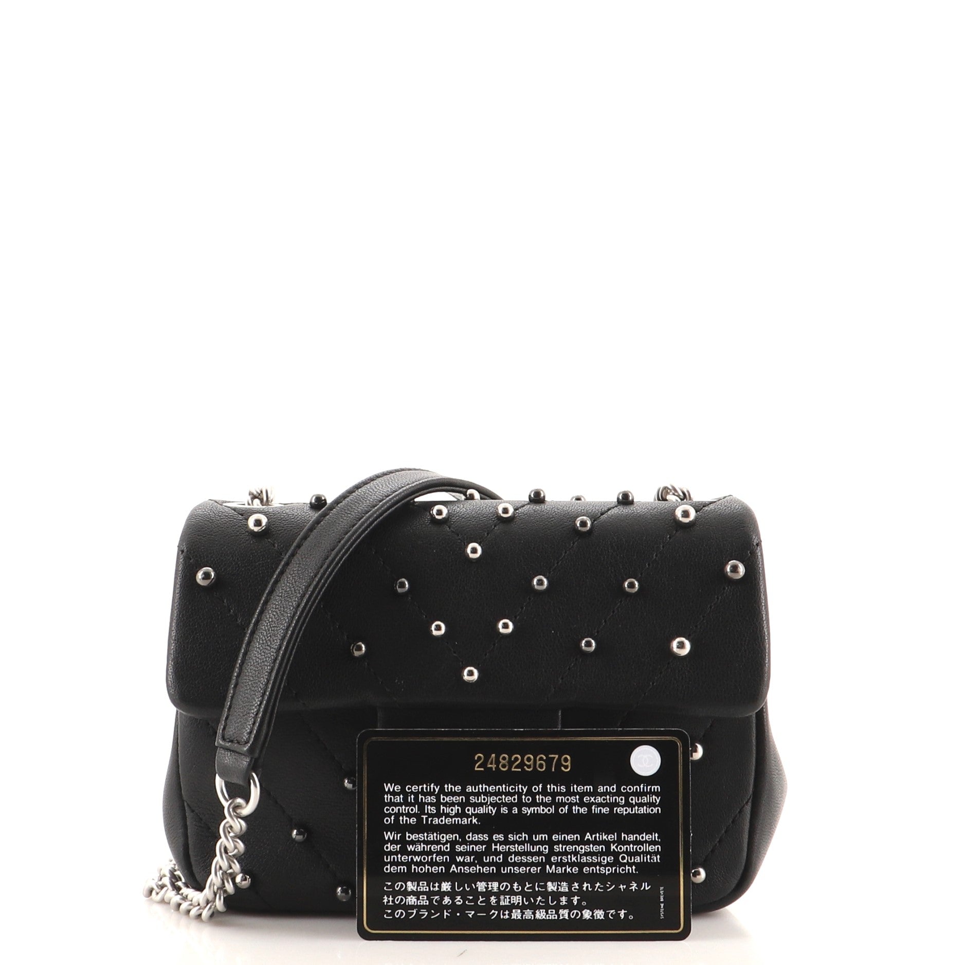 Stud Wars Flap Bag Embellished Chevron Lambskin Mini