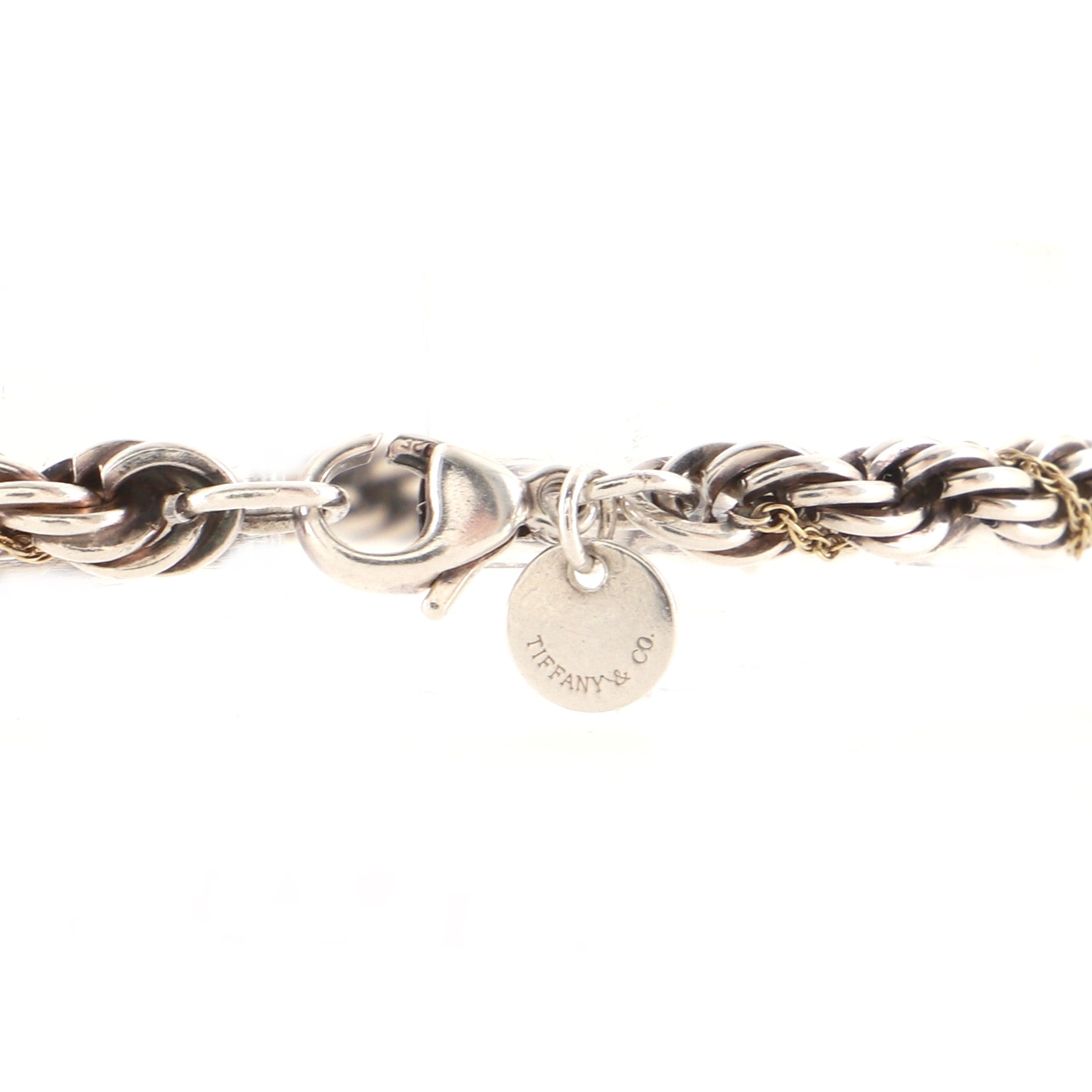Rope Chain Bracelet Sterling Silver with 18K Yellow Gold